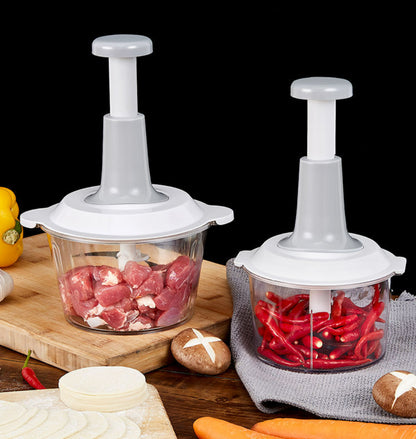 Hand Push 900 ML with 4 Stainless Steel Blades Vegetable & Fruit Chopper  (1 Bowl with LID, 1 cutter 4X Blade, 1 Handle)