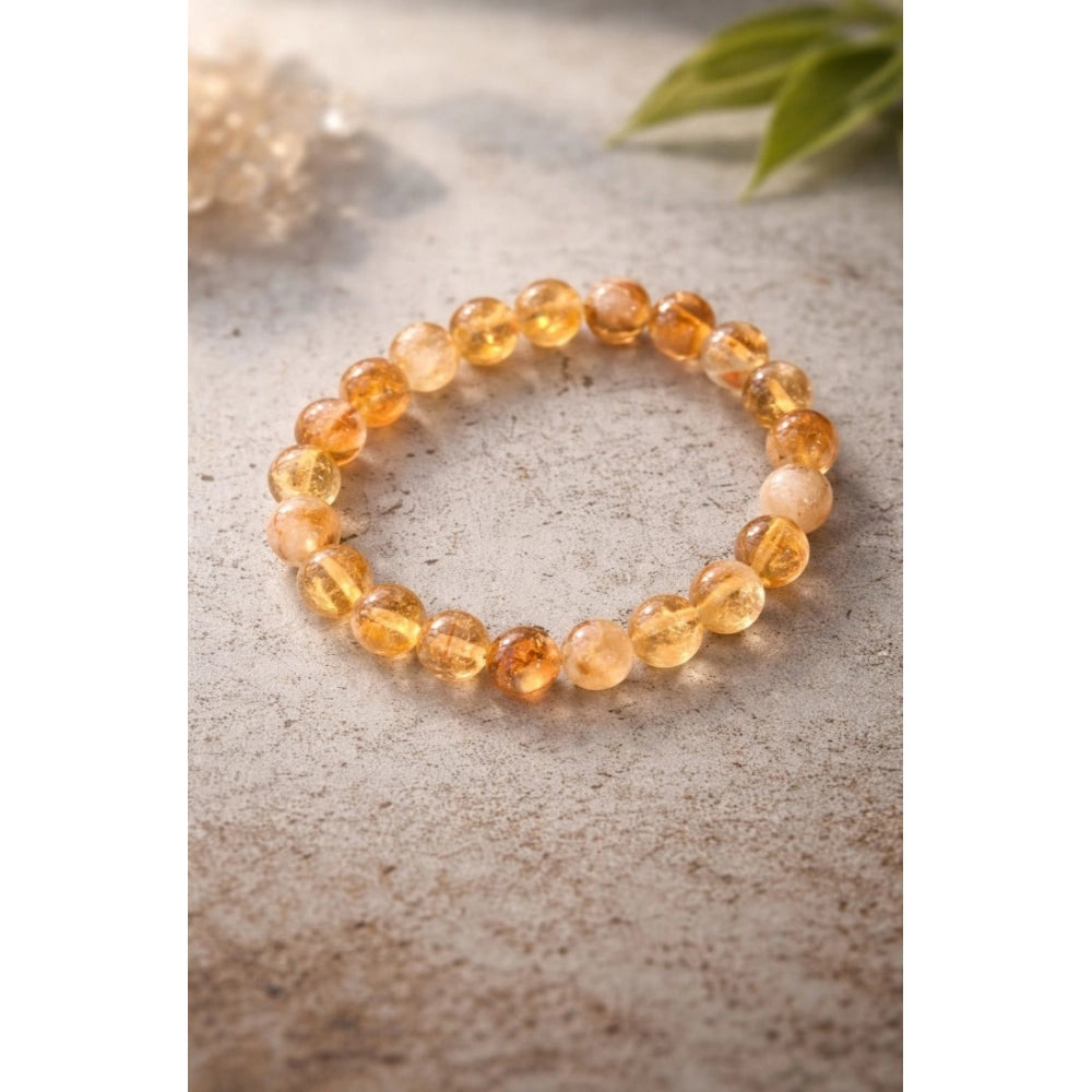 Mustard Citrine 8mm Natural Crystal Bracelet - Vkart - View 2
