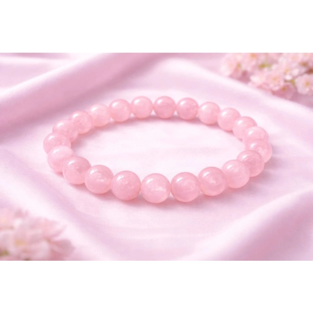 Rose Quartz 8mm Natural Crystal Bracelet - Vkart - View 2