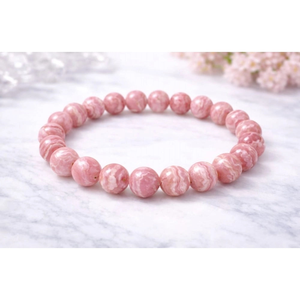 Rhodochrosite 8mm Natural Crystal Bracelet - Vkart - View 2