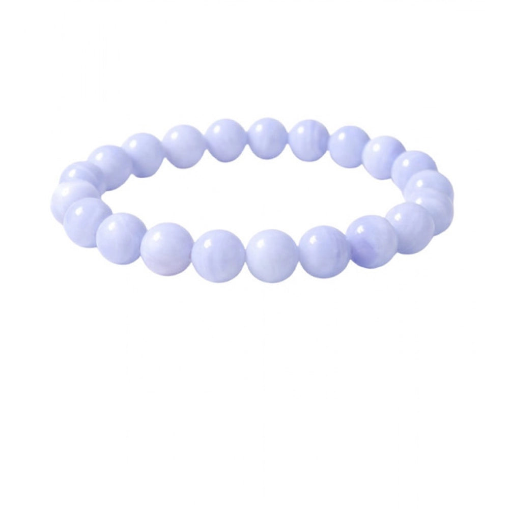 Blue Lace Agate 8mm Natural Crystal Bracelet - Vkart