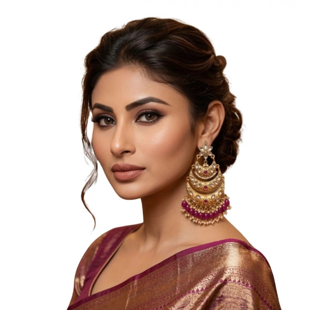 Multicolour Gold-Plated Chandbali Earrings No. 2 - Vkart - View 2
