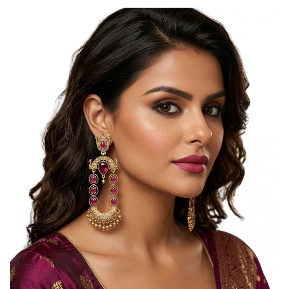 Multicolour Gold-Plated Chandbali Earrings No. 3 - Vkart - View 2