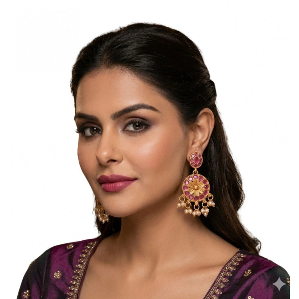 Multicolour Gold-Plated Chandbali Earrings No. 4 - Vkart - View 2