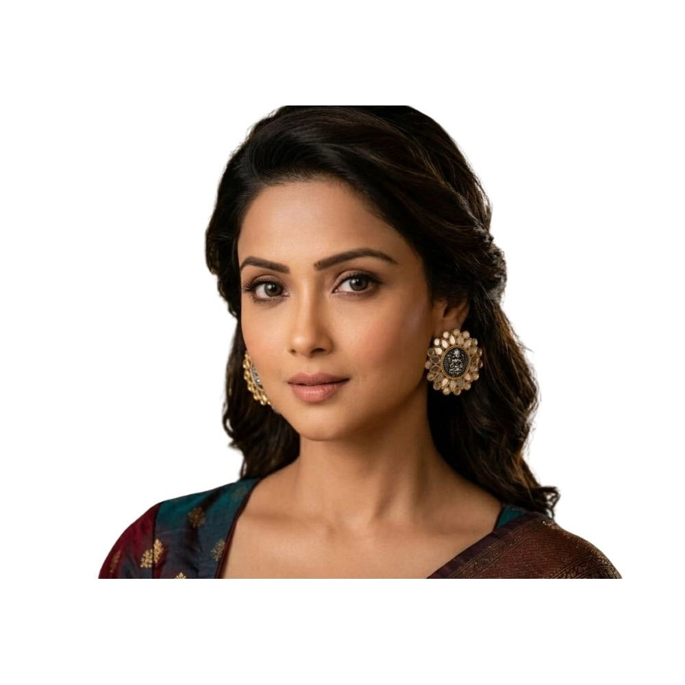 Multicolour Gold-Plated Stud Earrings (Pack of 2) - Vkart - View 2