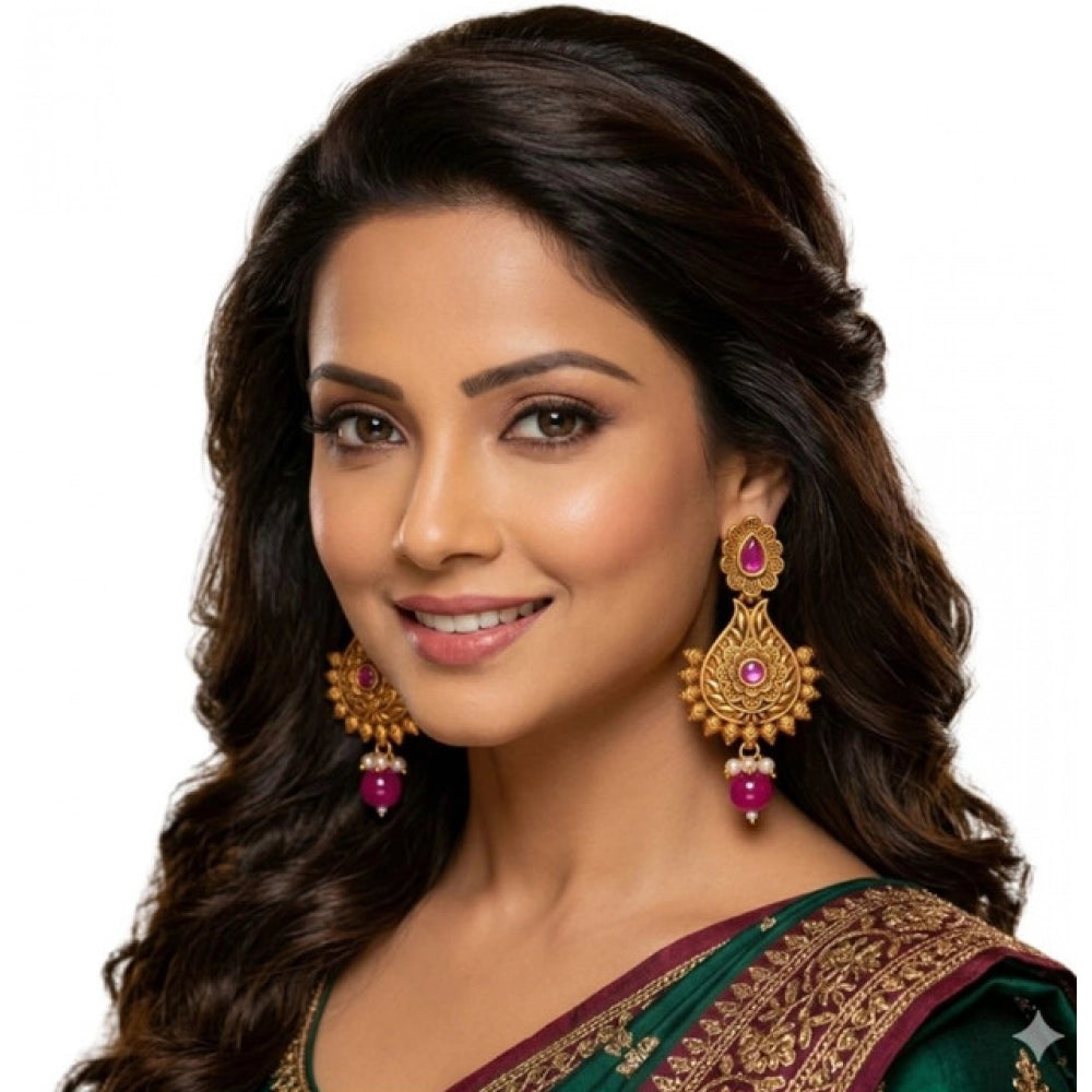 Multicolour Gold-Plated Chandbali Earrings No. 6 - Vkart - View 2