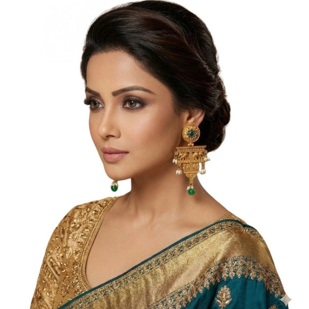 Multicolour Gold-Plated Chandelier Earrings - Vkart - View 2