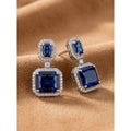 Blue Silver-Plated Drop Earrings - Vkart