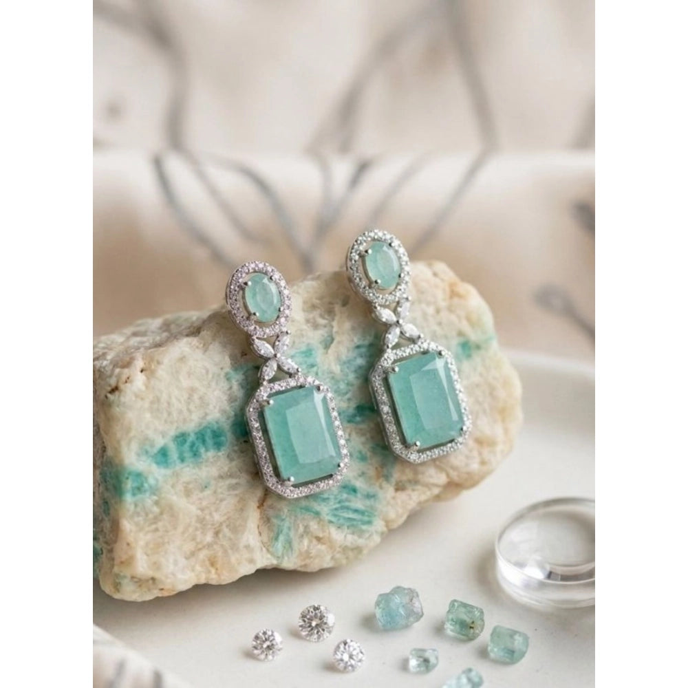 Turquoise Silver-Plated Drop Earrings No. 2 - Vkart