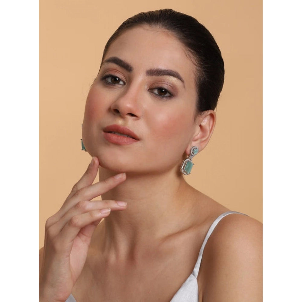 Turquoise Silver-Plated Drop Earrings No. 2 - Vkart - View 3
