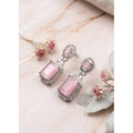 Pink Silver-Plated Drop Earrings No. 3 - Vkart