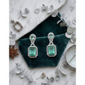 Green Silver-Plated Drop Earrings No. 3 - Vkart