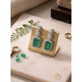 Green Silver-Plated Drop Earrings No. 5 - Vkart
