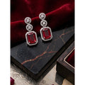 Red Silver-Plated Drop Earrings No. 3 - Vkart