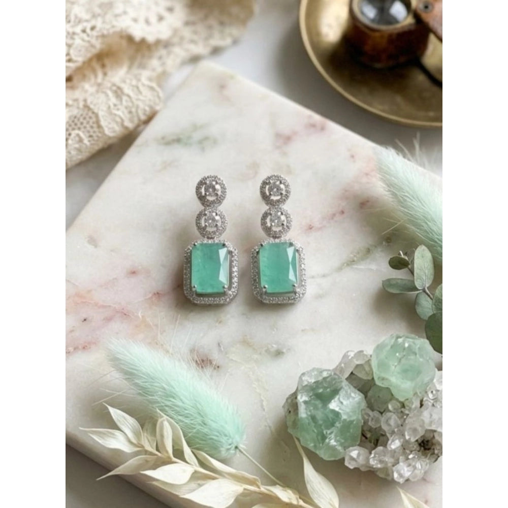 Turquoise Silver-Plated Drop Earrings No. 3 - Vkart