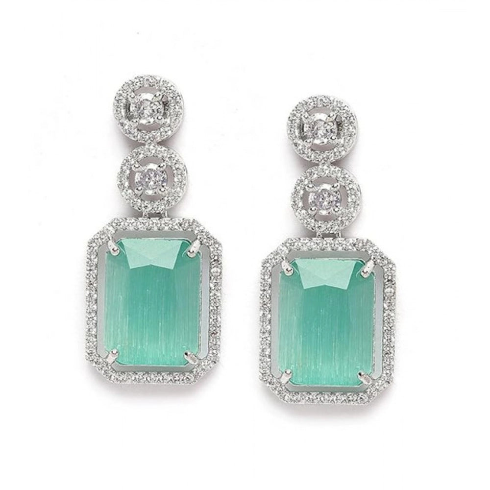 Turquoise Silver-Plated Drop Earrings No. 3 - Vkart - View 2