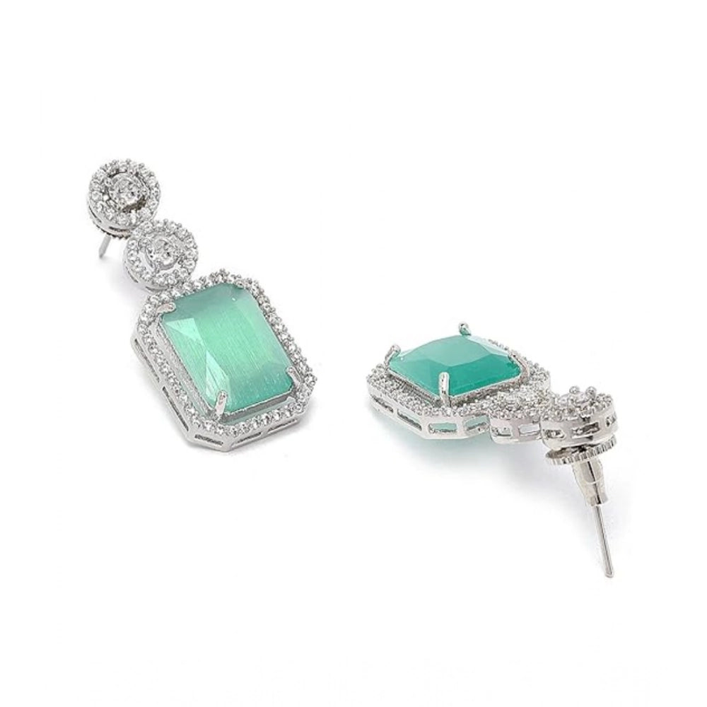 Turquoise Silver-Plated Drop Earrings No. 3 - Vkart - View 3