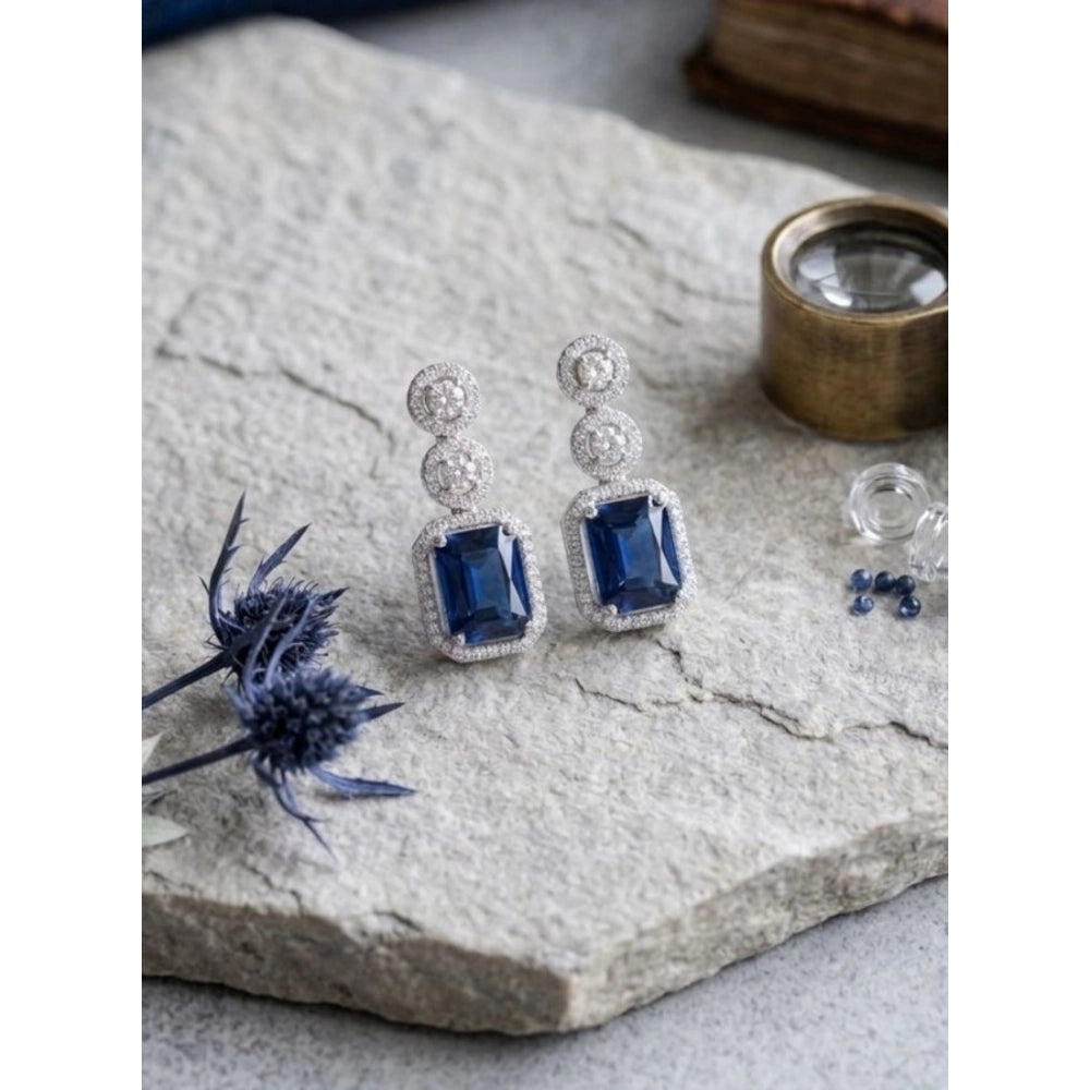 Blue Silver-Plated Drop Earrings No. 2 - Vkart