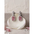 Pink Silver-Plated Drop Earrings No. 6 - Vkart