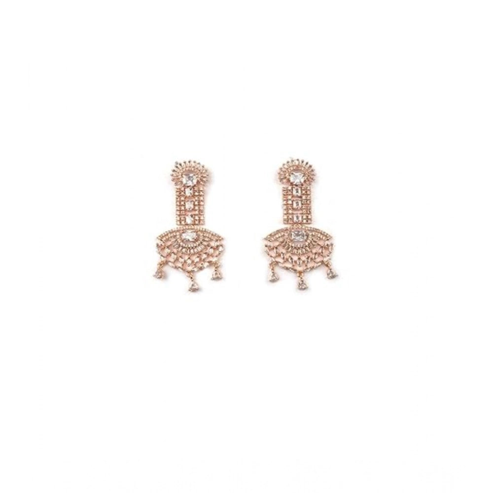 White Silver-Plated Drop Earrings - Vkart - View 2