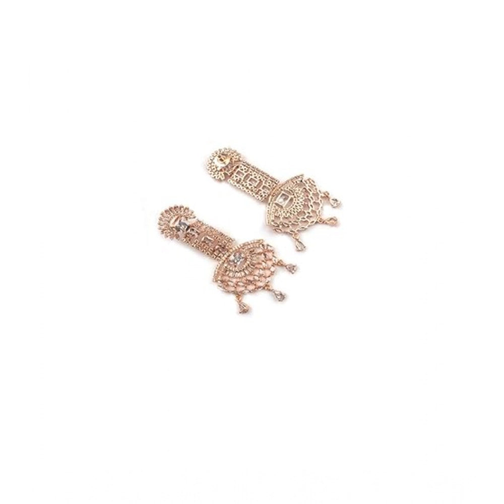 White Silver-Plated Drop Earrings - Vkart - View 4