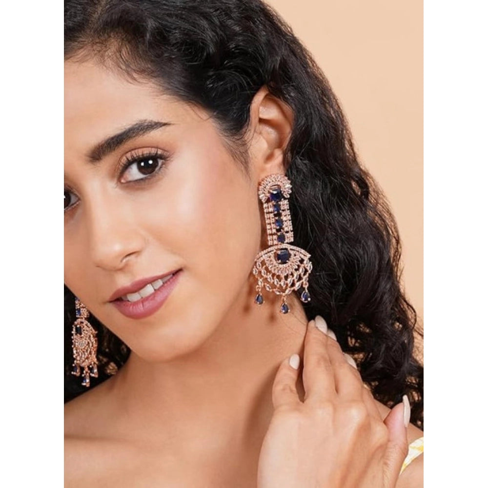 Blue Silver-Plated Drop Earrings No. 3 - Vkart - View 3