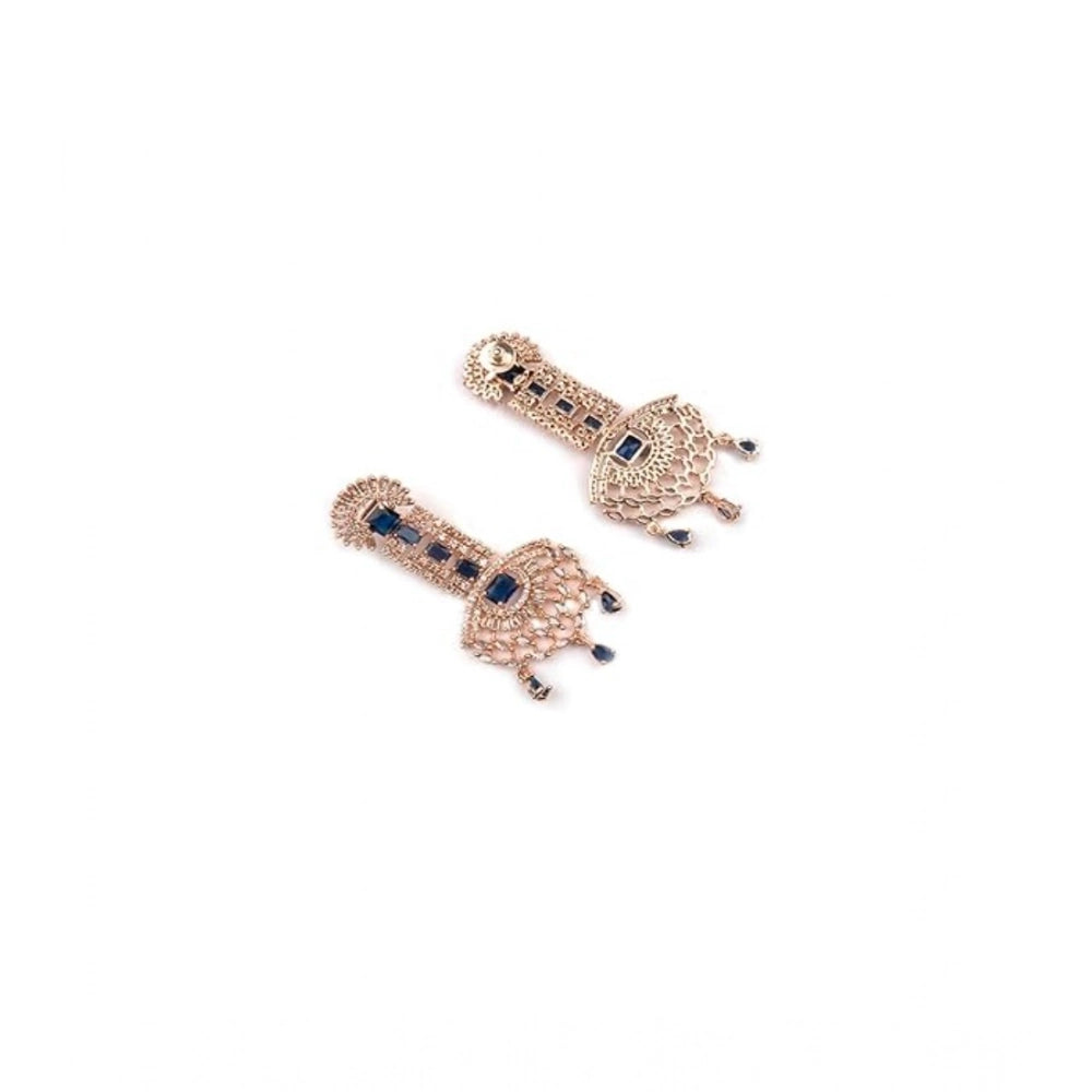 Blue Silver-Plated Drop Earrings No. 3 - Vkart - View 4