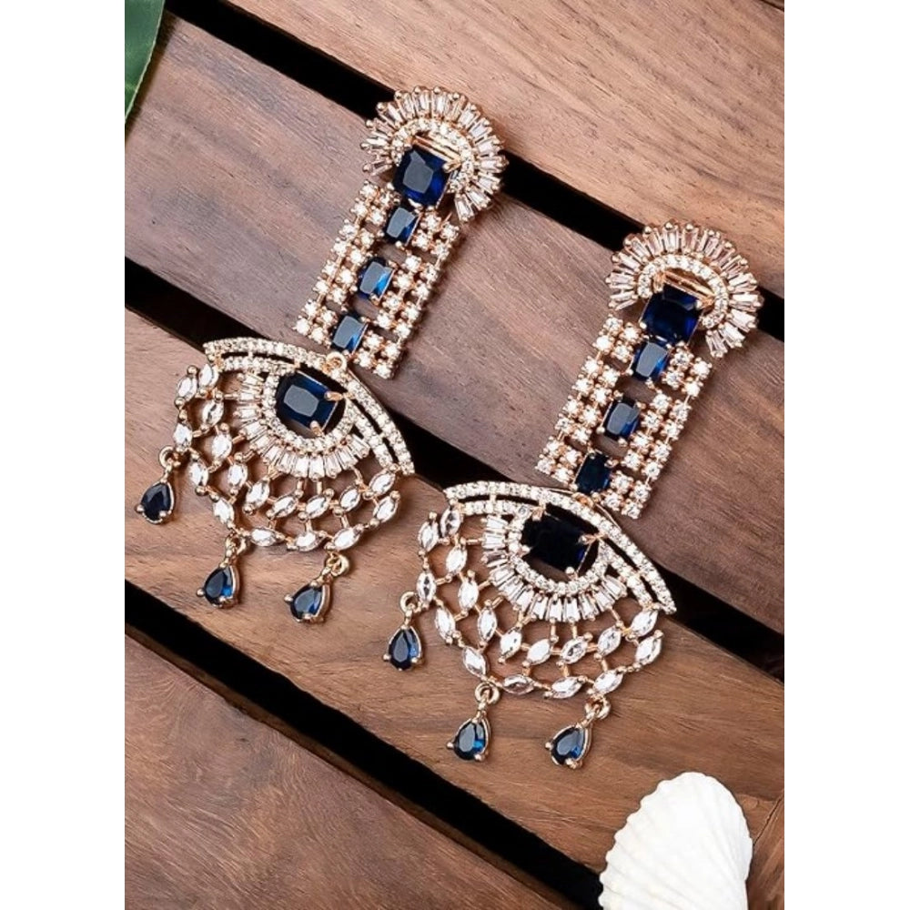 Blue Silver-Plated Drop Earrings No. 3 - Vkart - View 5