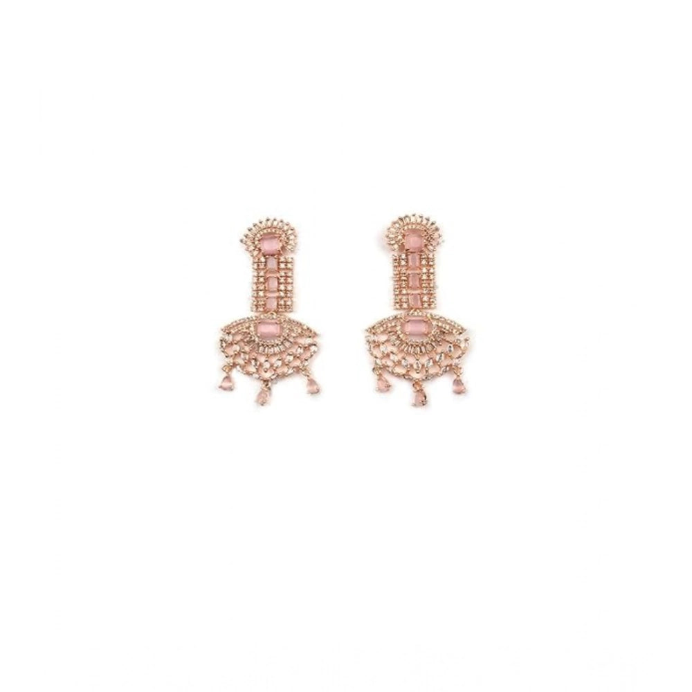 Pink Silver-Plated Drop Earrings No. 7 - Vkart - View 2