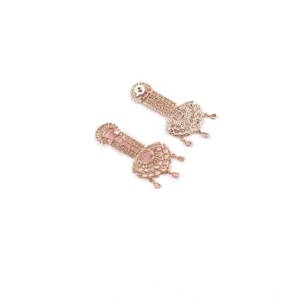 Pink Silver-Plated Drop Earrings No. 7 - Vkart - View 5