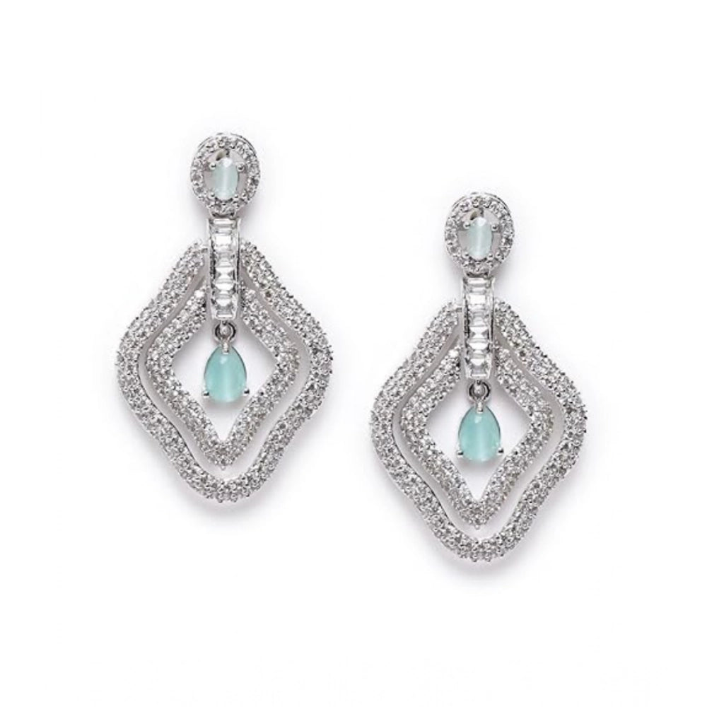 Turquoise Silver-Plated Drop Earrings No. 5 - Vkart - View 2
