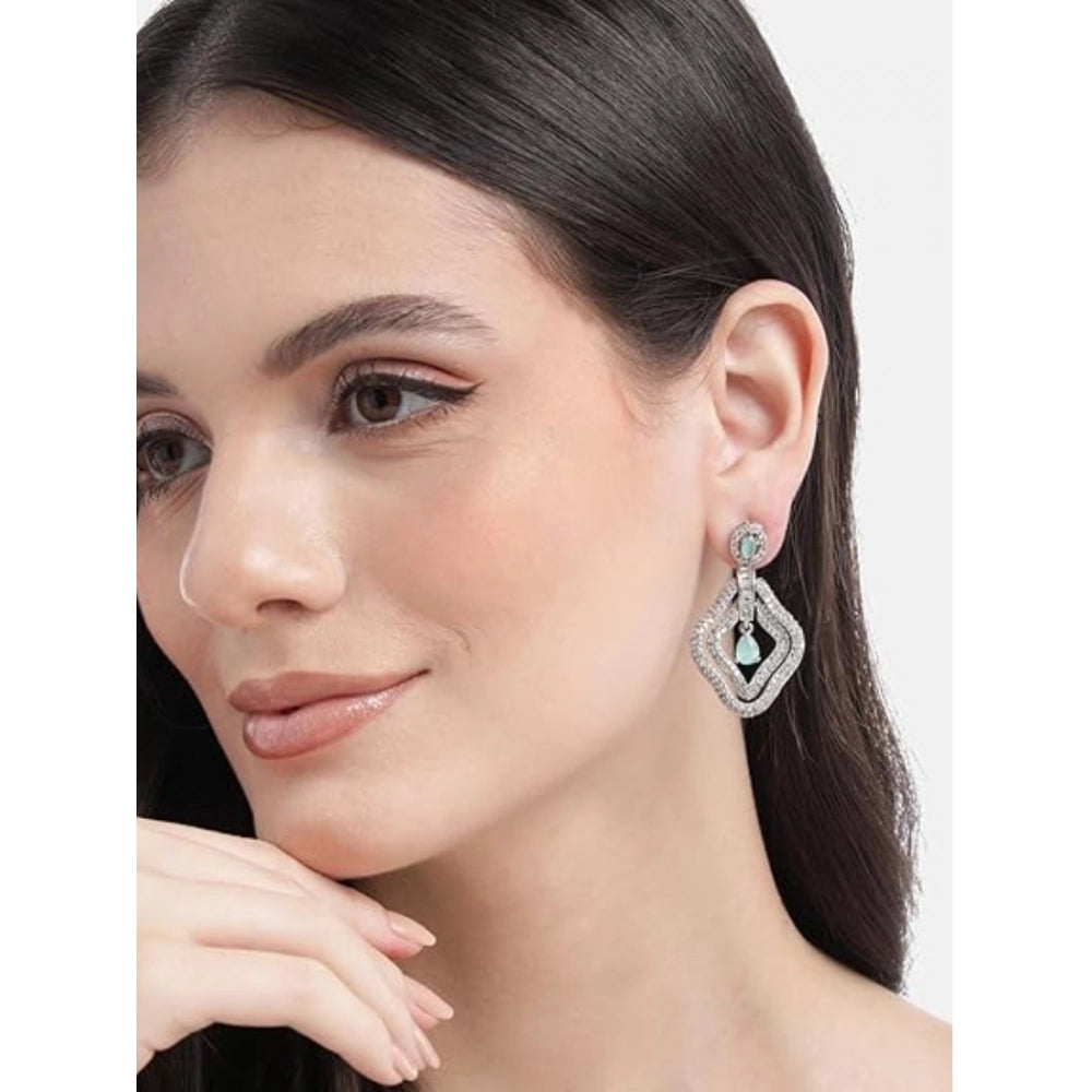 Turquoise Silver-Plated Drop Earrings No. 5 - Vkart - View 3
