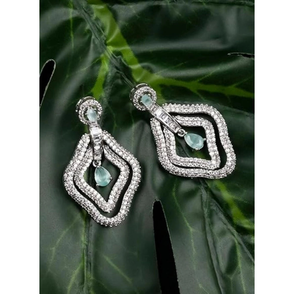 Turquoise Silver-Plated Drop Earrings No. 5 - Vkart - View 4