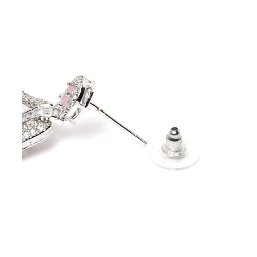 Pink Silver-Plated Drop Earrings No. 8 - Vkart - View 5