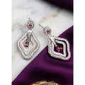 Red Silver-Plated Drop Earrings No. 4 - Vkart