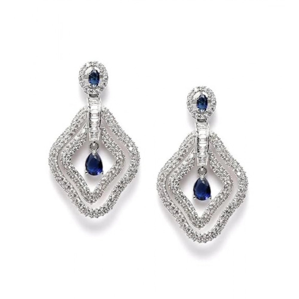 Blue Silver-Plated Drop Earrings No. 4 - Vkart - View 2