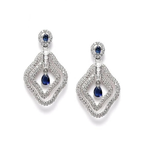 Blue Silver-Plated Drop Earrings No. 4 - Vkart - View 2