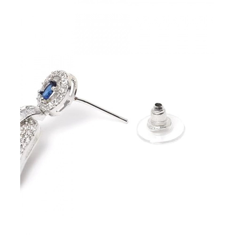 Blue Silver-Plated Drop Earrings No. 4 - Vkart - View 5
