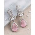 Pink Silver-Plated Drop Earrings No. 9 - Vkart