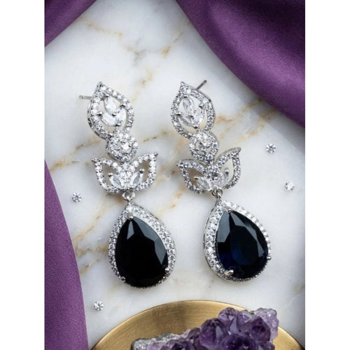Blue Silver-Plated Drop Earrings No. 5 - Vkart