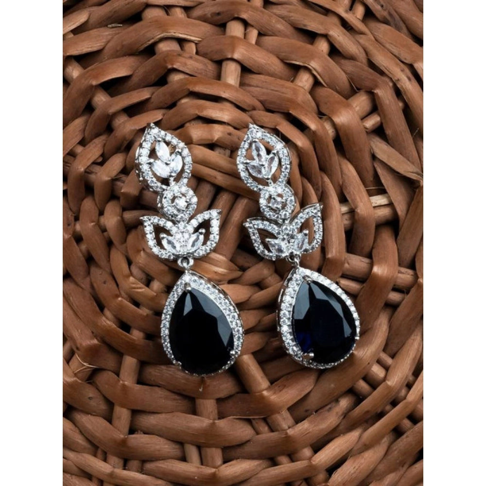 Blue Silver-Plated Drop Earrings No. 5 - Vkart - View 3
