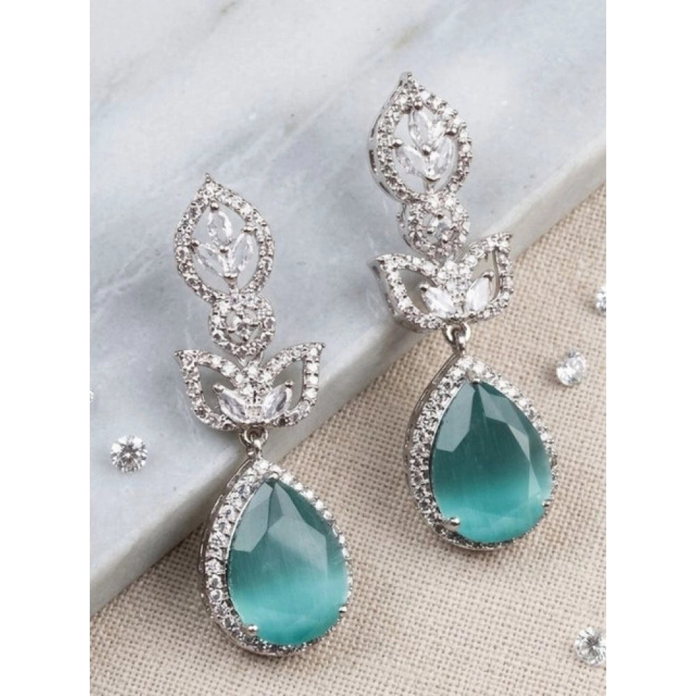 Turquoise Silver-Plated Drop Earrings No. 6 - Vkart