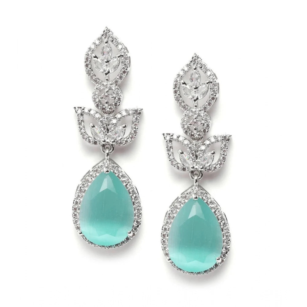 Turquoise Silver-Plated Drop Earrings No. 6 - Vkart - View 2
