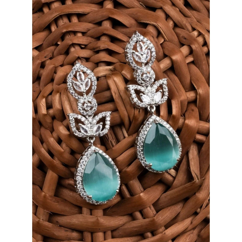 Turquoise Silver-Plated Drop Earrings No. 6 - Vkart - View 3