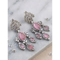 Pink Silver-Plated Drop Earrings No. 10 - Vkart