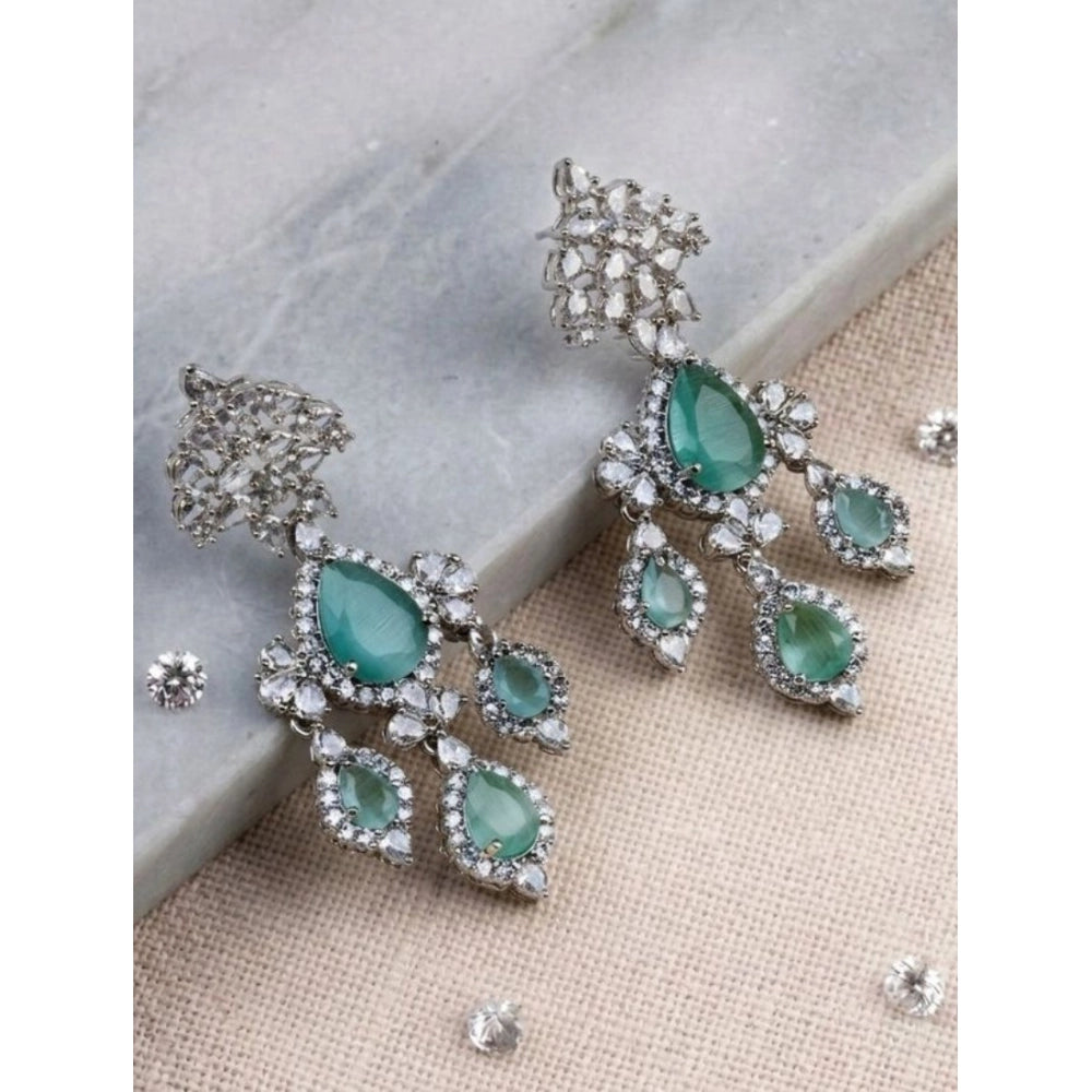 Turquoise Silver-Plated Drop Earrings No. 7 - Vkart