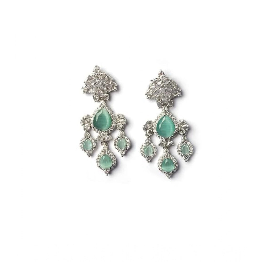 Turquoise Silver-Plated Drop Earrings No. 7 - Vkart - View 2