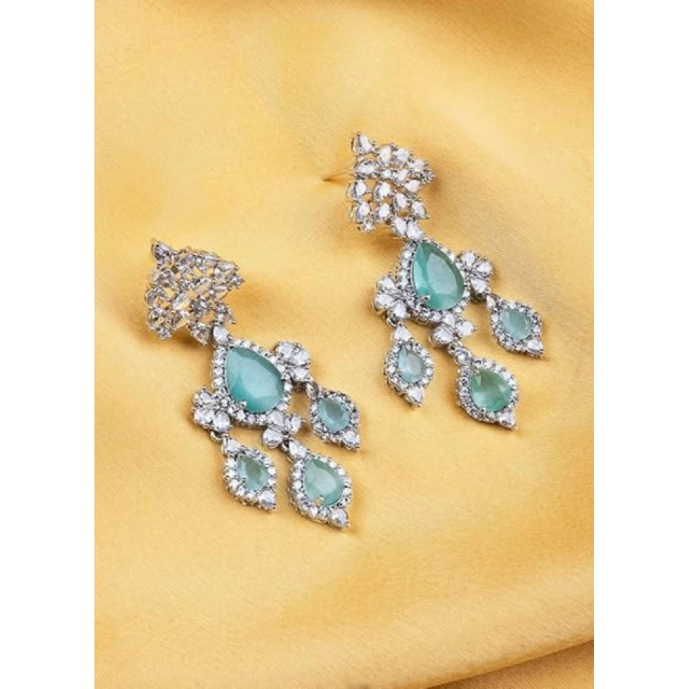 Turquoise Silver-Plated Drop Earrings No. 7 - Vkart - View 3