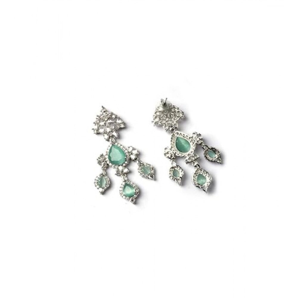 Turquoise Silver-Plated Drop Earrings No. 7 - Vkart - View 5