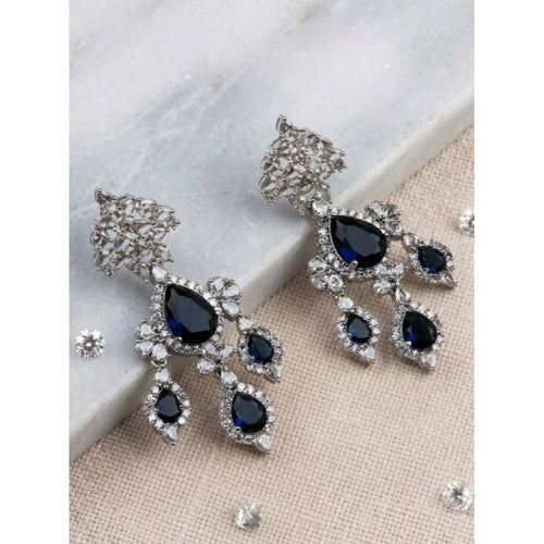 Blue Silver-Plated Drop Earrings No. 6 - Vkart
